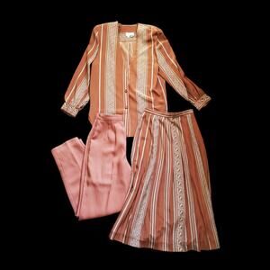 Striped Brown Skirt Set